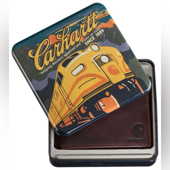 NWT Carhartt Sandokan Black and Tan Leather Pass Case Bifold Wallet - Picture 8 of 8